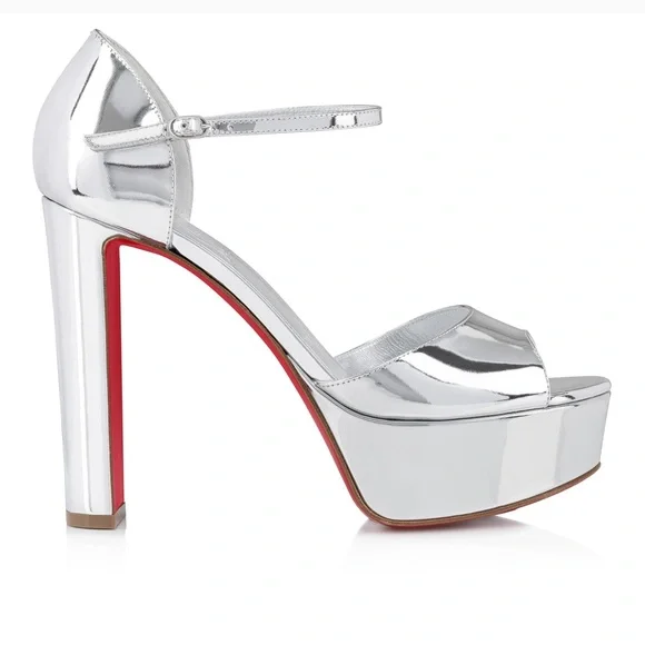 Christian Louboutin Silver and Red Heels - Picture 3 of 15